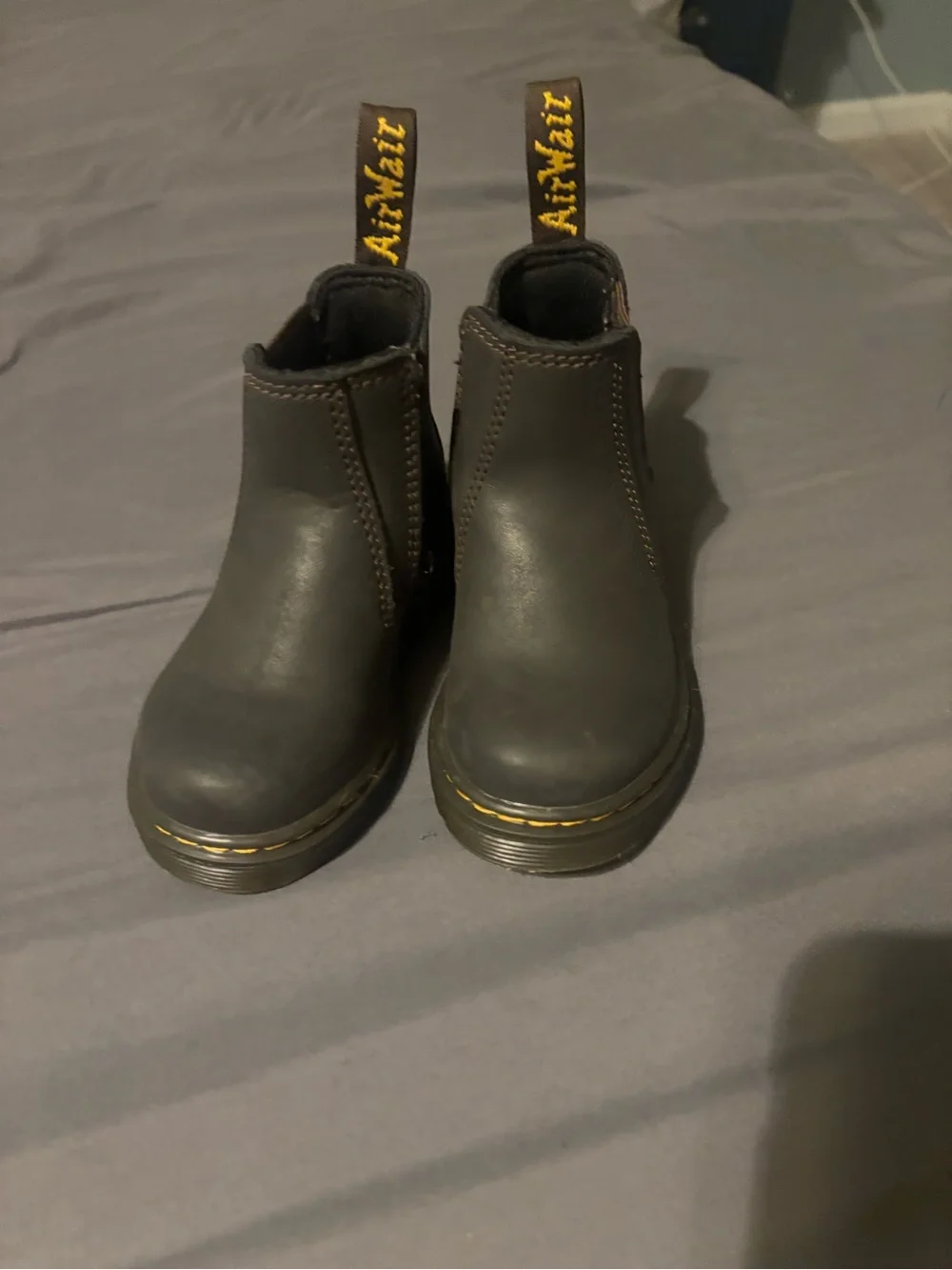 Dr. Martens Kids Black Chelsea Boots with Yellow Stitching